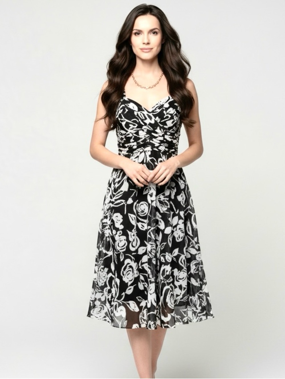 Ann Taylor Black White Floral Sleeveless Dress Size 10
